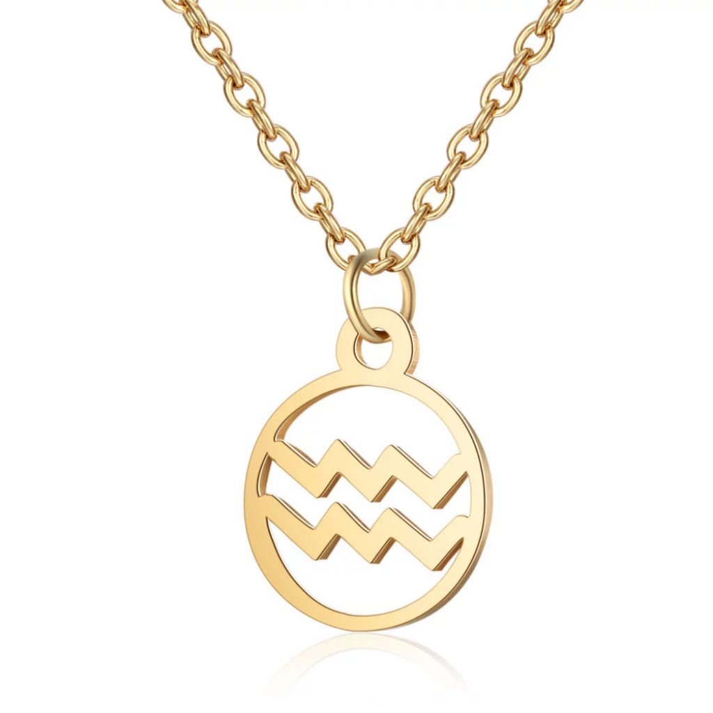3/$24 Aquarius Zodiac Symbol Charm Necklace